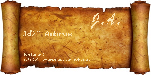 Jó Ambrus névjegykártya